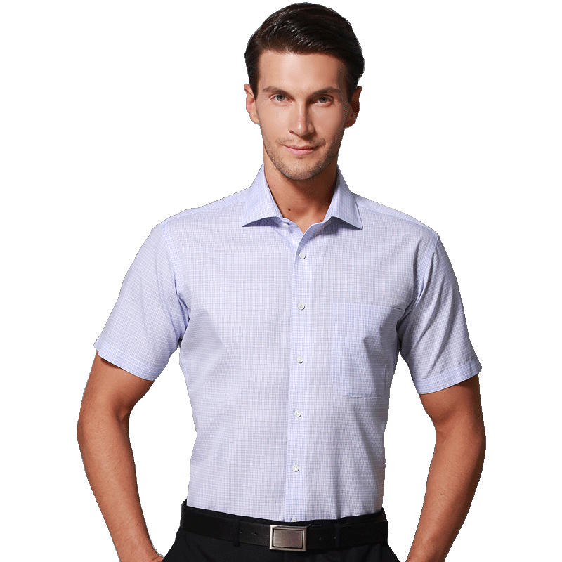 美尔雅（MAILYARD）短袖衬衫男 纯棉商务休闲格子男士衬衣 男式修身款短衬 225