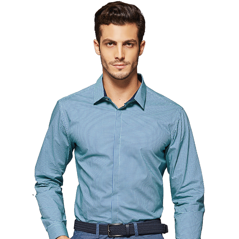 美尔雅（MAILYARD）长袖衬衫男春款 时尚休闲潮流长袖 男式韩版衬衣 461 蓝绿色
