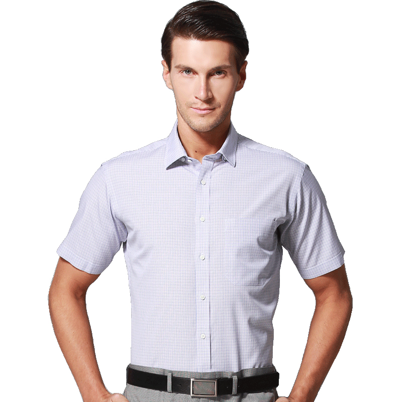 美尔雅（MAILYARD）短袖衬衫男 纯棉商务休闲男士衬衣 修身款男式格子短衬 224
