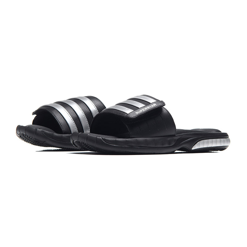 adidas阿迪达斯男子拖鞋18SUPERSTAR 3G魔术贴运动凉拖G40165. G401651号黑色+银金属