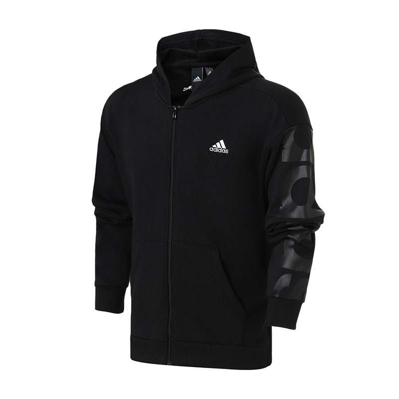 adidas男服夹克外套连帽休闲运动服DH3992 L DH3992黑色