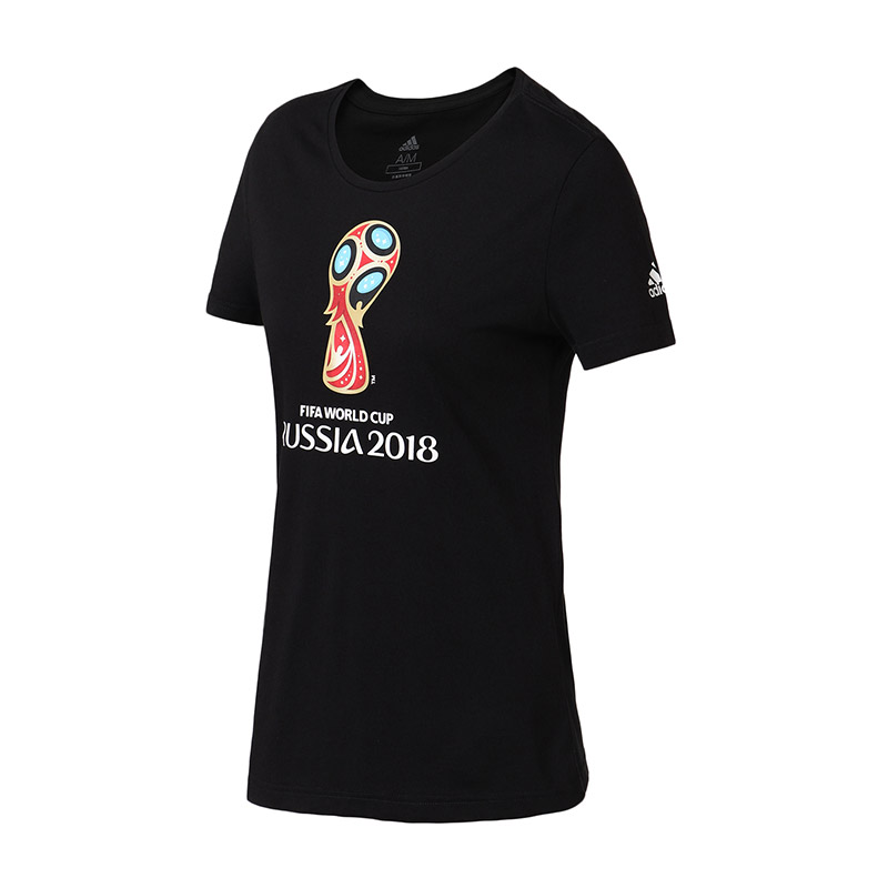 【自营】adidas阿迪达斯女子短袖T恤世界杯足球休闲运动服DM1301 L DM1301黑