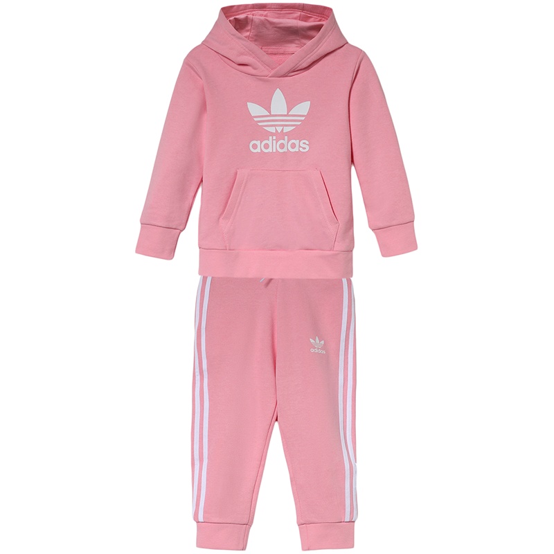 adidas阿迪达斯三叶草女婴童0-4岁长袖卫衣套装运动服DV2810 104 DV2810浅粉+白