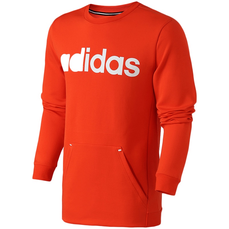 Adidas阿迪达斯NEO男装春季运动圆领卫衣针织衫DW8048 L DW8048亮橙+白