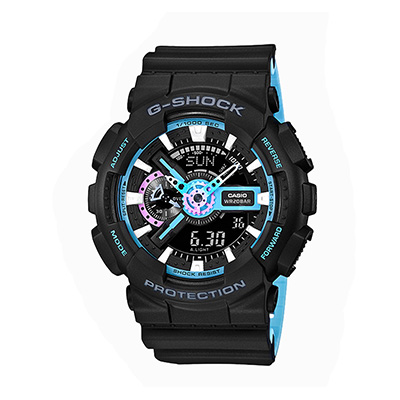 CASIO卡西欧 石英表 男 G-SHOCK系列运动户外防水多功能树脂男士腕表 GA-110PC-1A