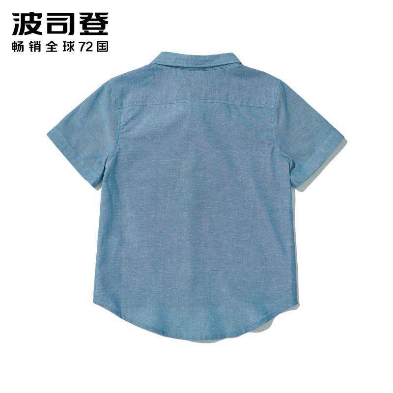 波司登童装男童夏季短袖T恤时尚卡通印花刺绣口袋衬衫C822CI1088