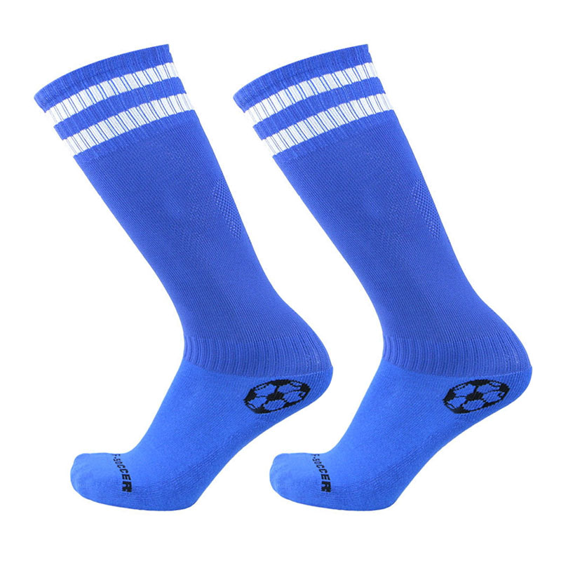 星加坊青少年足球运动袜子男女袜过膝跑步袜两双装蓝色002L