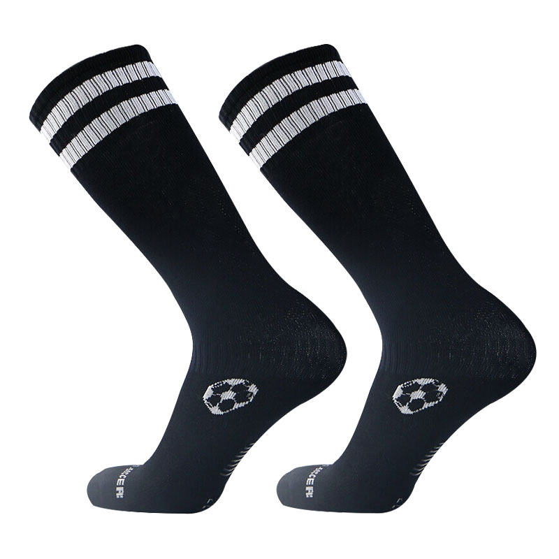 星加坊青少年足球运动袜子男女袜过膝跑步袜两双装黑色002B