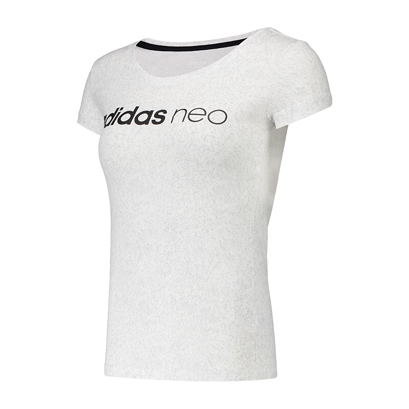 阿迪达斯NEO休闲T恤夏季女子运动透气圆领短袖-BQ0311