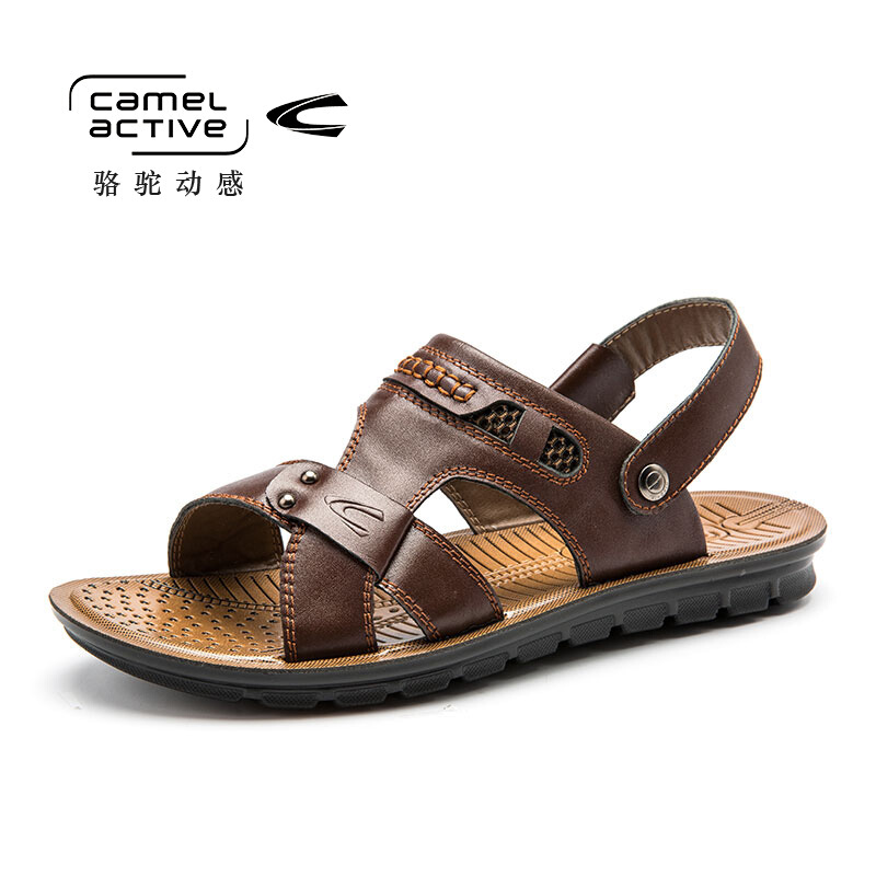 骆驼动感（camel active）夏季男凉鞋牛皮沙滩鞋男士休闲凉鞋沙滩鞋男透气凉