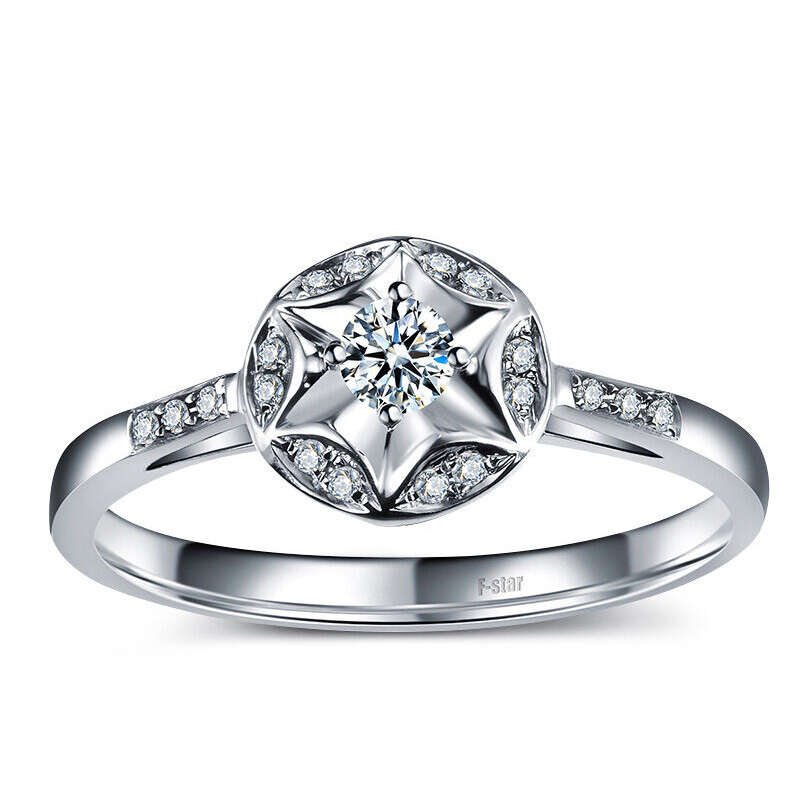 恒久之星 钻戒 18K金共28分(12+16)SI/IJ色 钻石戒指 女款结婚求婚订婚戒指
