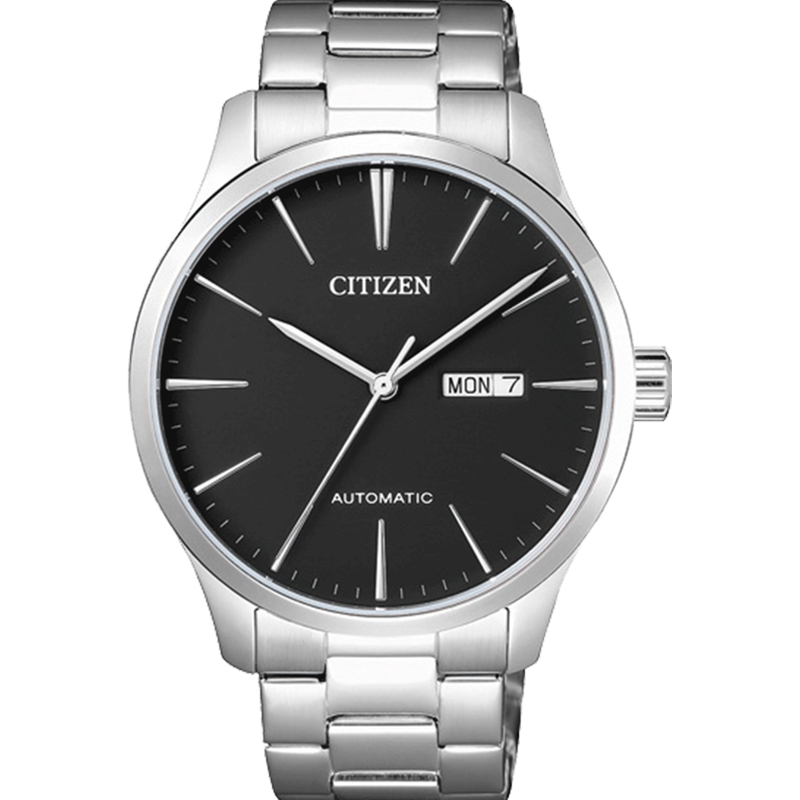 西铁城(CITIZEN)手表 自动机械简约黑盘钢带商务时尚男表 NH8350-83EB