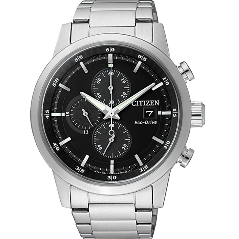 西铁城(CITIZEN)手表 光动能不锈钢表带 多功能计时运动男表 CA0610-52E