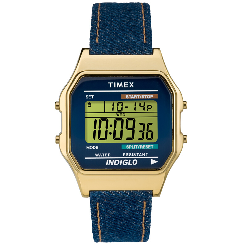 天美时（TIMEX）手表 Originals系列石英蓝色针扣皮带电子时尚休闲中性手表TW2P77000