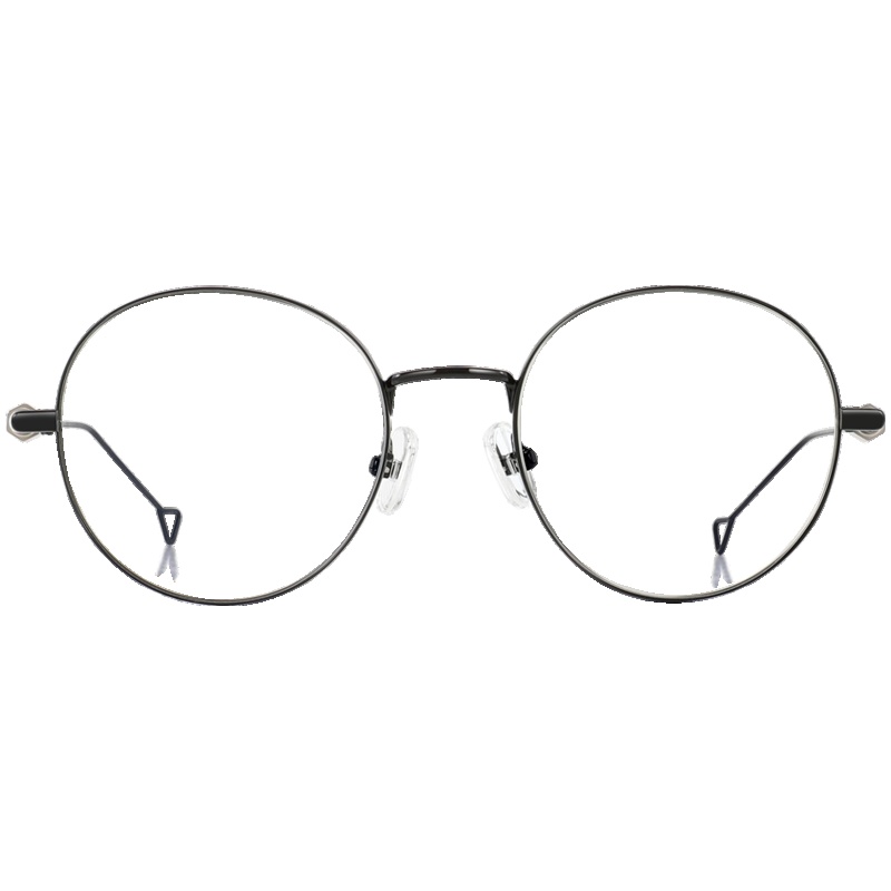 JIGOTT 防蓝光眼镜架女 复古幼圆框型可配近视眼镜框21609黑色