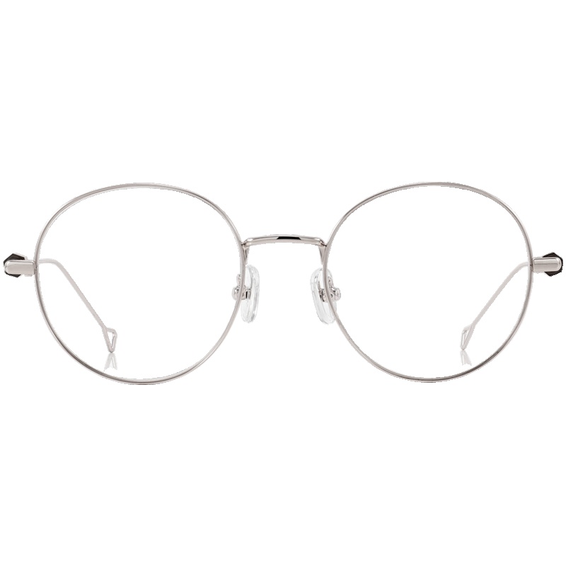 JIGOTT 防蓝光眼镜架女 复古幼圆框型可配近视眼镜框无度数 21609银色