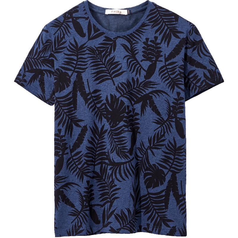 Hieiika海一家2019夏季时尚植物印花舒适短袖T恤