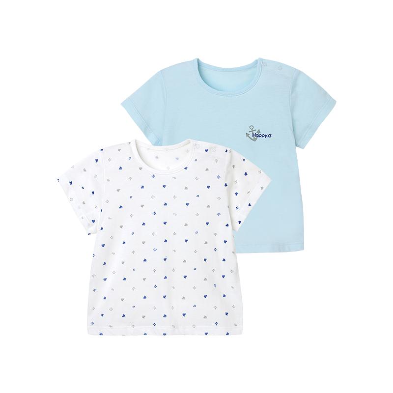 哈贝比（happyB） 婴儿内衣纯棉上衣2件装 婴儿衣服夏装 儿童上衣T恤