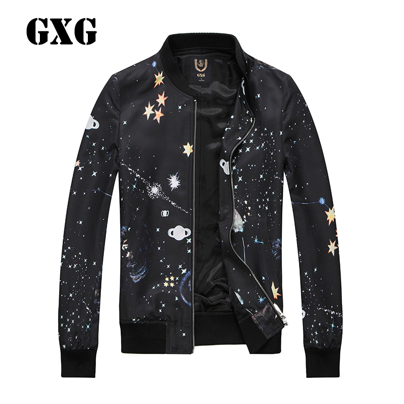 GXG夹克男装春季都市修身印花时尚休闲夹克男青年外套