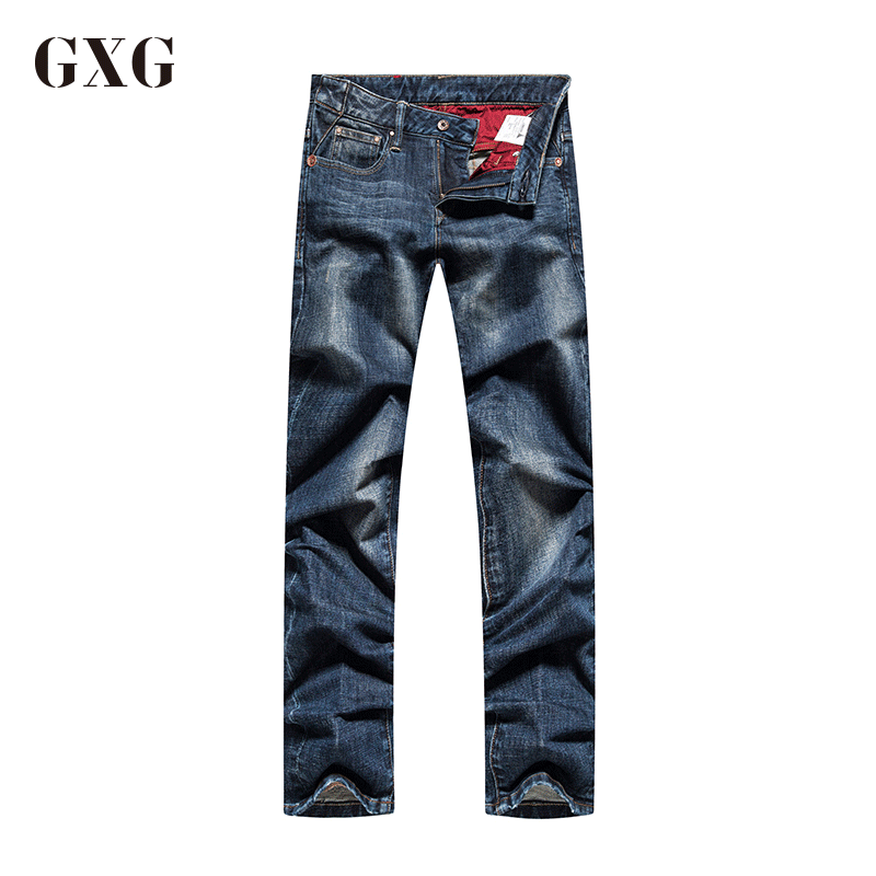GXG男装 夏季男士时尚蓝色修身型牛仔裤