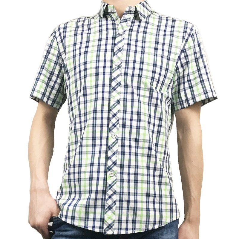 兰格维尔短袖衬衫上衣男士格子上班商务休闲衬衣夏季潮DC8019