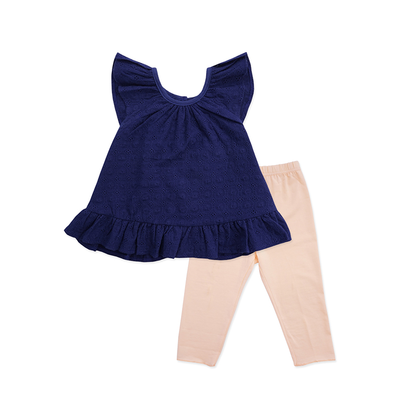 婴姿坊女童夏装新款套装童装女宝宝时尚韩版短袖打底裤两件套