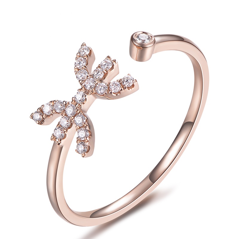 钻汇珠宝 18K玫瑰金群镶钻石戒指女求订结婚双鱼座镂空星座戒指活口