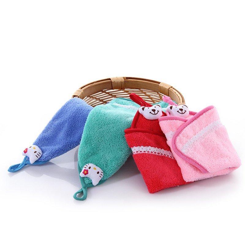 图强 2条装擦手巾 儿童幼儿园厨房挂巾 韩国珊瑚绒擦卡通手巾毛巾挂巾