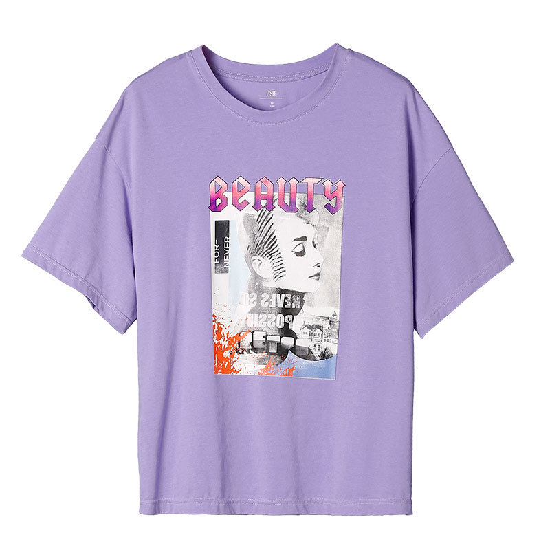 ins超火的紫色短袖T恤女2018夏装OSA宽松hip-hop衣服半袖上衣