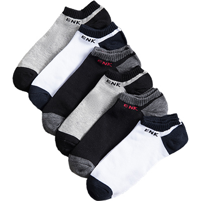 ENK男士袜子 短袜棉质船袜隐形袜低帮纯色商务休闲运动棉袜6双盒装