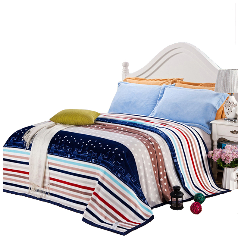 细工坊柔软舒适透气空调毯 时尚保暖法兰绒毛毯盖毯午睡毯英伦风尚1.5米床适用