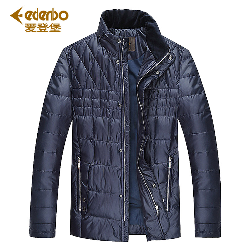 Edenbo/爱登堡男士轻薄款羽绒服中长款韩版冬装立领修身新款外套