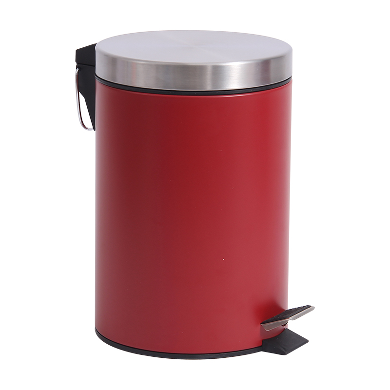 欧润哲(ORANGE) 7升缓降静音翻盖垃圾桶红色桶身塑料内桶家用厨房客厅脚踏式清洁桶办公室收纳桶卫生筒 100823