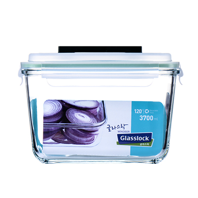 Glasslock韩国进口钢化玻璃大容量手提保鲜盒3700ml泡菜盒密封食品收纳盒健康环保储物盒可微波可冷冻