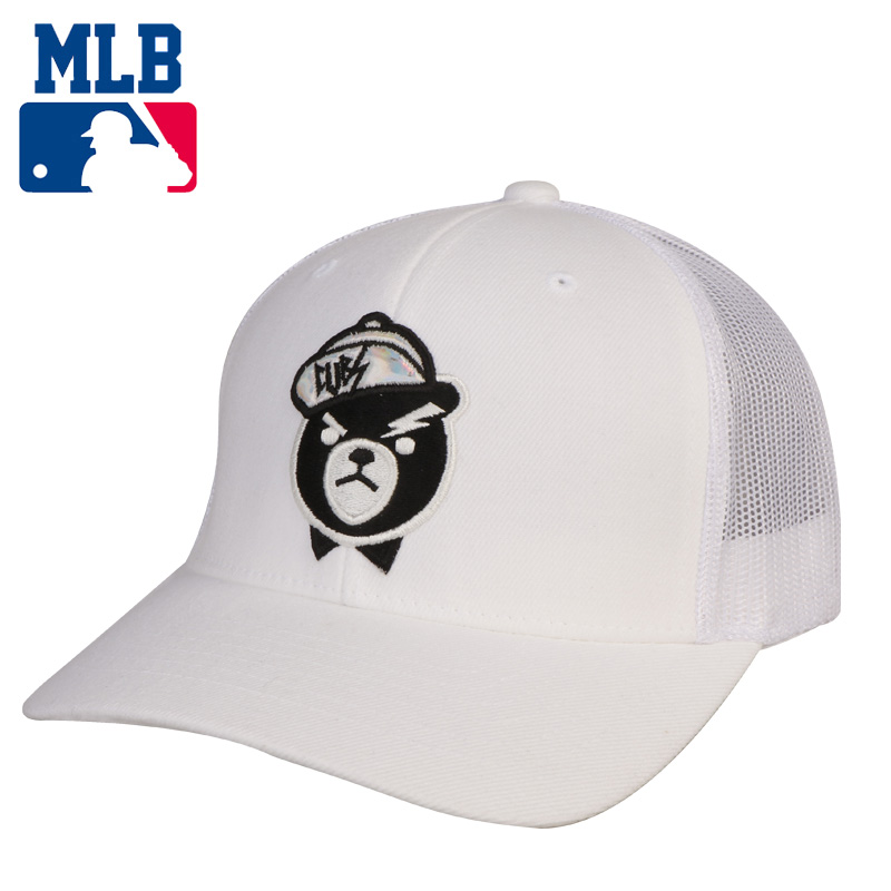 MLB棒球帽白色网眼小熊鸭舌帽男女夏季透气遮阳帽嘻哈帽子