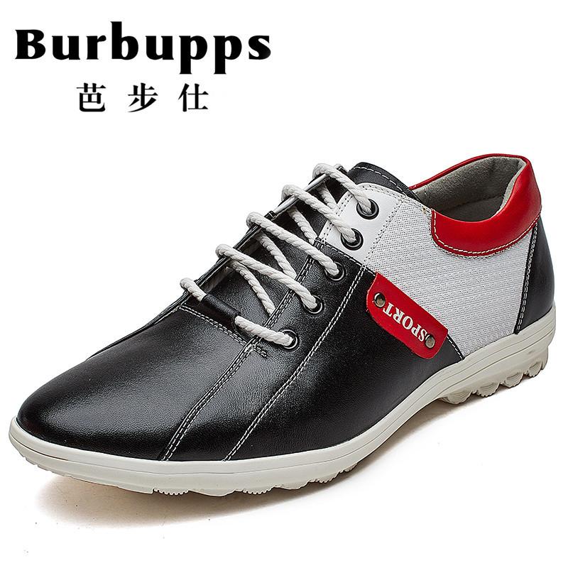 法国品牌Burbupps芭步仕商务休闲鞋夏季系带圆头鞋耐磨平跟男鞋正品真皮鞋男