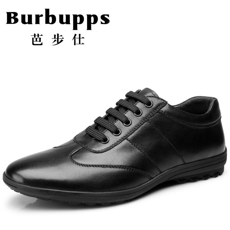 法国品牌Burbupps芭步仕新款真皮商务休闲鞋 男士系带舒适男鞋耐磨低帮牛皮鞋子男
