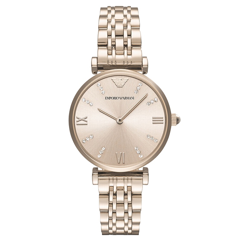 阿玛尼(EMPORIO ARMANI)手表 商务个性时尚腕表简约钢带女士石英表 欧美品牌AR11059