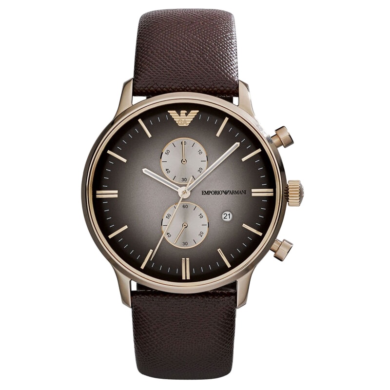 阿玛尼EMPORIO ARMANI男表欧美品牌 经典商务男士石英表皮带休闲手表 AR1755
