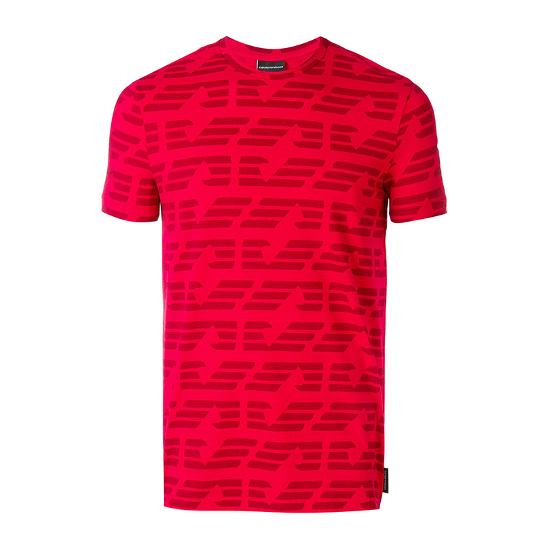 Emporio Armani/安普里奥阿玛尼 整体徽标棉质混纺红色男士T 恤#3Z1T87 1J12Z 0336