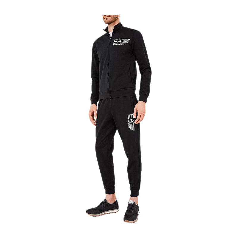EA7系列品牌字母徽标黑色纯棉男士休闲运动套装