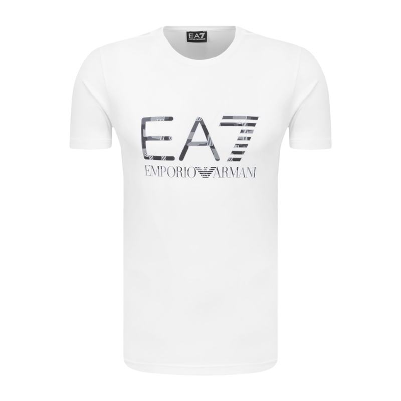 Emporio Armani/安普里奥阿玛尼 EA7系列品牌字母标识白色纯棉男士短袖T恤