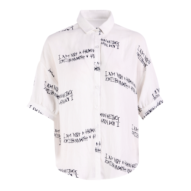 晚白 新款衬衫款宽松蝙蝠版修身显瘦短袖衬衫