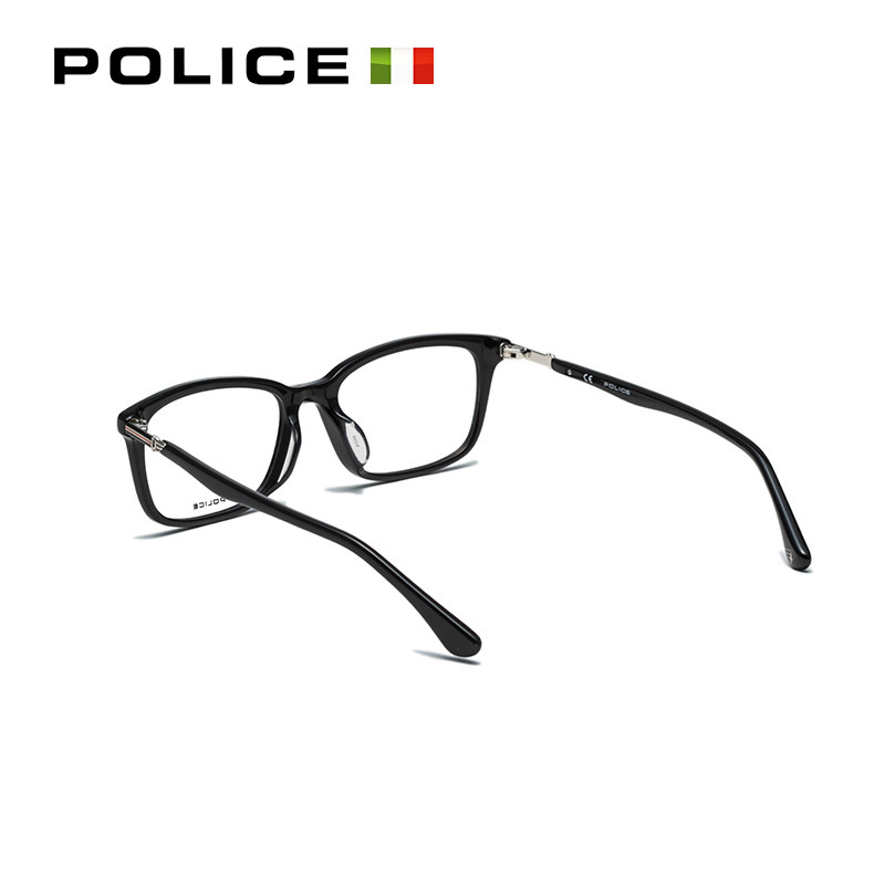 POLICE 近视眼镜框架男女款 黑色方形框超轻板材光学镜架