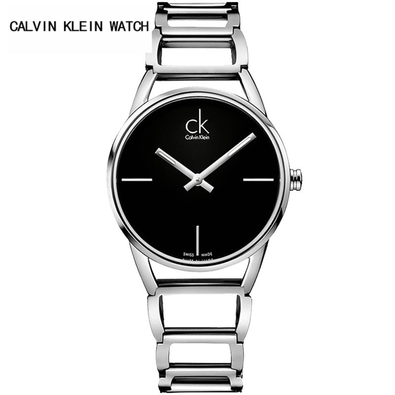 现货CK手表石英女表STATELY系列黑色女士腕表手镯款K3G23121