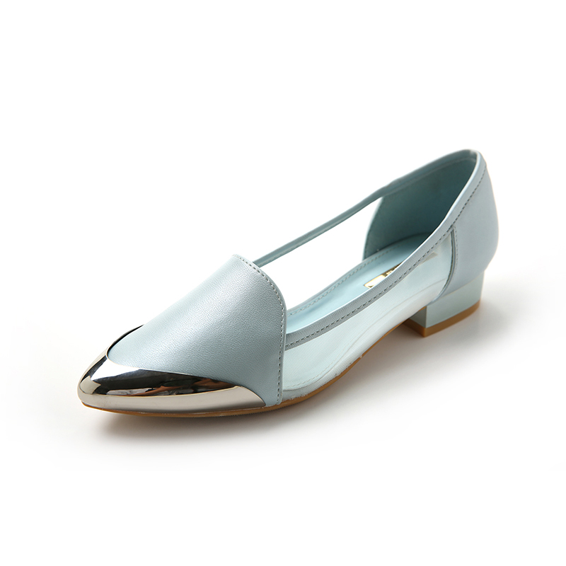 SHOEBOX/鞋柜新款金属装饰粗跟纯色简约女单鞋1116101221
