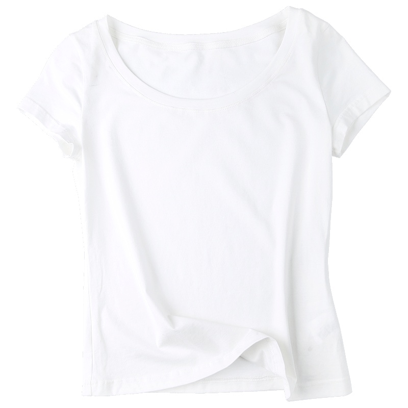 高梵(GOLDFARM)女款奥代尔短袖T恤女纯色上衣大码女装白色体恤打底