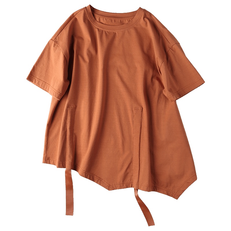 高梵(GOLDFARM)韩版春装纯色个性时尚休闲宽松短袖圆领T恤女装上衣
