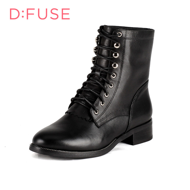 迪芙斯D:FUSE牛皮尖头低跟系带交叉绑带深口女鞋DF54115502_fCB31