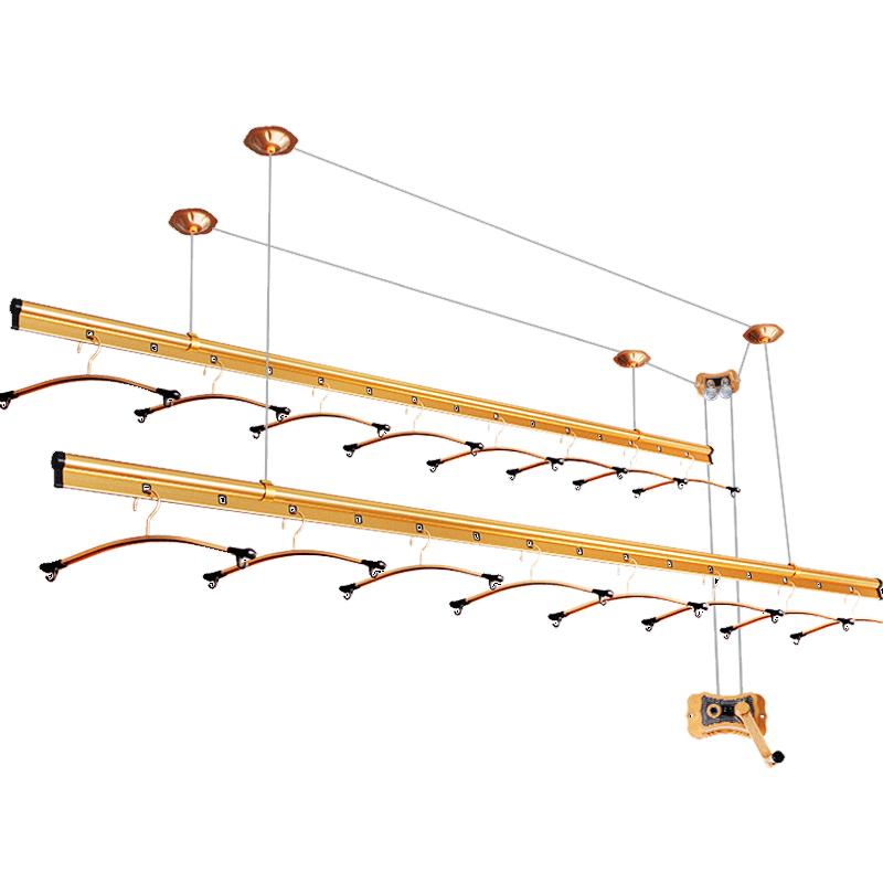 手摇升降晾衣架 室内阳台挂晒衣架伸缩自动双杆式晾衣杆
